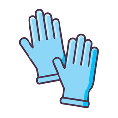 Obraz premium Icon illustration of two light blue medical gloves on White