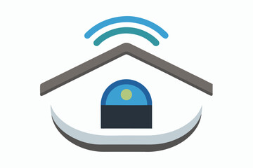 Modern smart home technology icon with wi fi signal