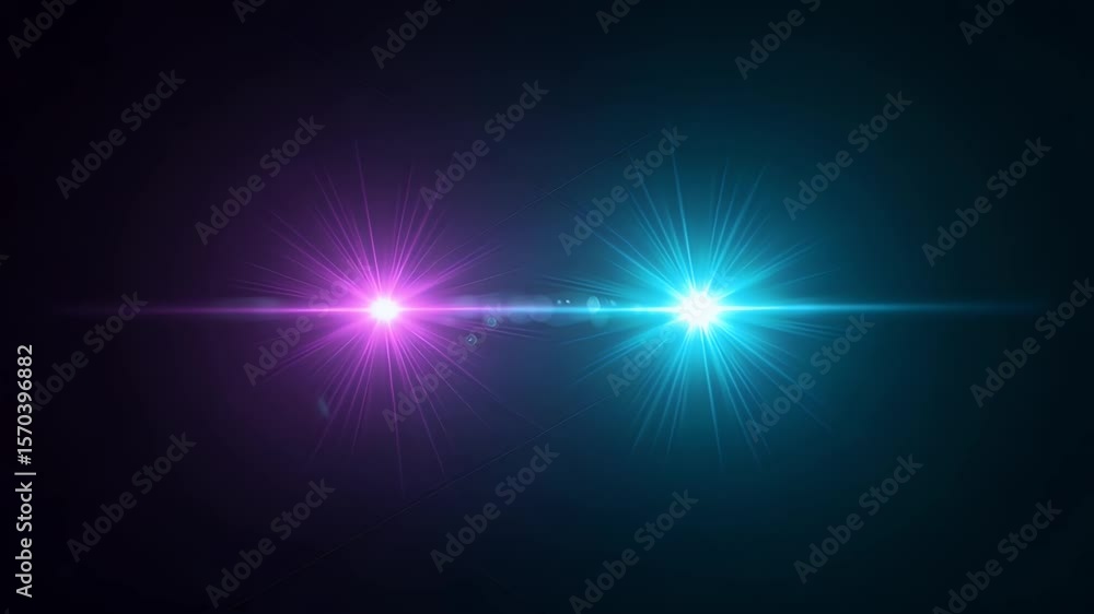 Wall mural Two bright points of light in magenta and cyan on a dark gradient background