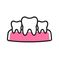 Flat Illustration of Teeth and Gums on White Background