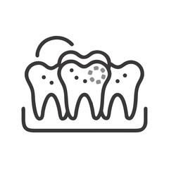 Tooth decay illustration showing dental health problem on White