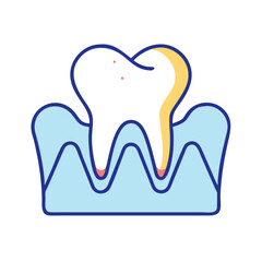 Simple tooth decay illustration on White Background graphic style