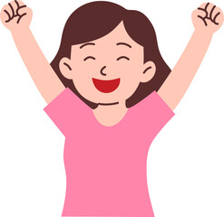 Happy Woman Raising Arms