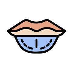 Graphic icon of lips with under chin correction lines