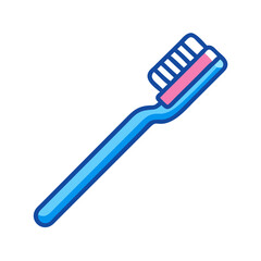 Blue toothbrush on White Background in cartoon style design