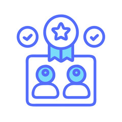 Team achievement icon with star and checkmark illustrations