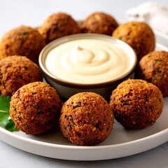 Falafel balls served with tahini sauce