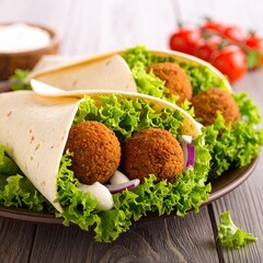 Falafel wraps on a plate