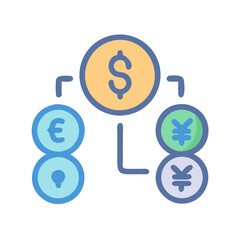 Obraz premium Dollar exchange with euro and yen currency conversion symbol