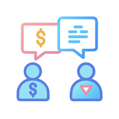 Discussion icons exchanging ideas about investments and strategies