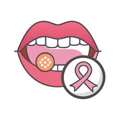 Oral cancer awareness illustration with pink ribbon symbol graphic