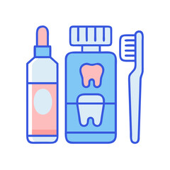 Flat illustration of oral hygiene set on White Background