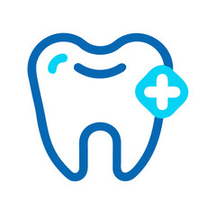 Stylized tooth with plus sign in modern design concept