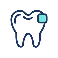 Tooth with Filling Dental Care Concept on White Background