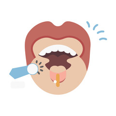 Dental examination with light and tongue depressor illustration