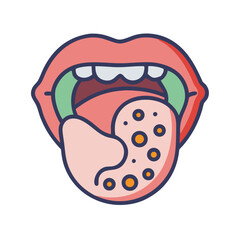 Iconic depiction of a mouth with visible tongue infection