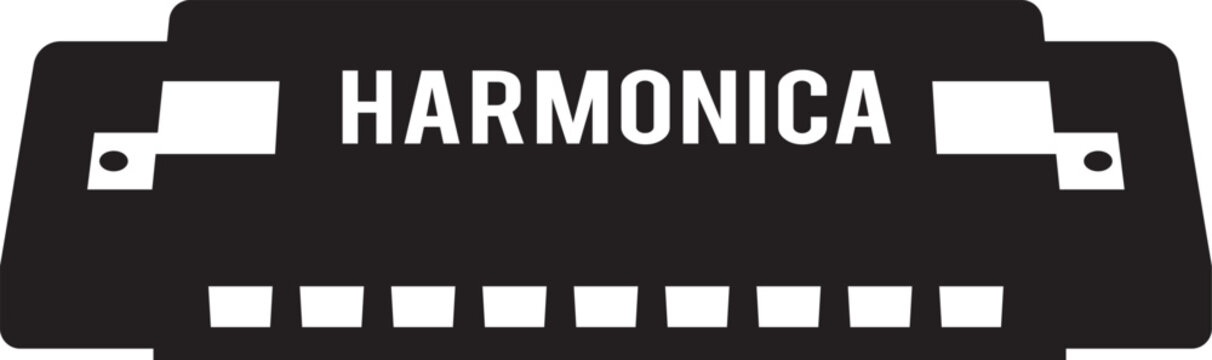 Silhouette Stylish with name Harmonica Musical Instrument