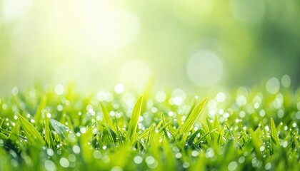 Fresh Green Grass With Dew Drops