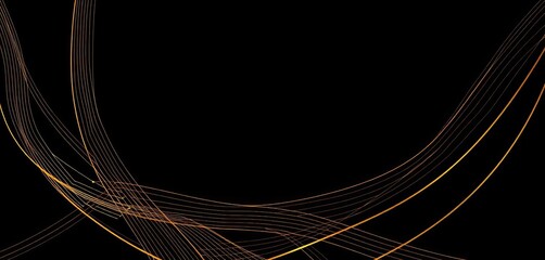 Elegant black and gold abstract lines forming geometric patterns on a dark background, illustration, geometric