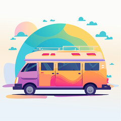 excursion van in bold duotone gradient with expanded path and adventure-ready silhouette