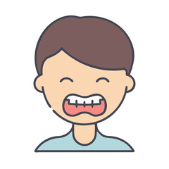Cartoon style man with teeth showing on White backdrop