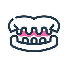 Dental Prosthetics Icon: False Teeth, Denture Illustration on White