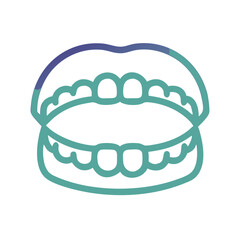 Flat line illustration of open mouth with teeth