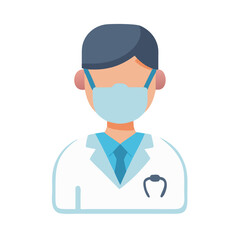 Flat illustration of a doctor wearing a surgical mask