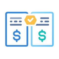 Verified finances and transactions on financial documents with dollar signs