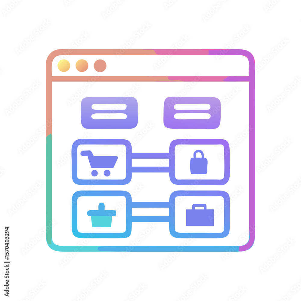 Poster gradient e-commerce interface representing sales and online shopping flow
