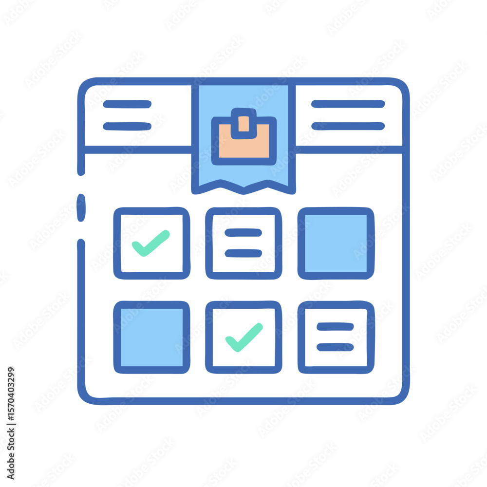 Poster vector illustration of checklist interface in flat design style