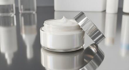 Luxury Skincare Cream Jar Mockup: Elegant Glass and Metal Container