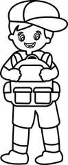 Fototapeta premium Children With Backpack Outline