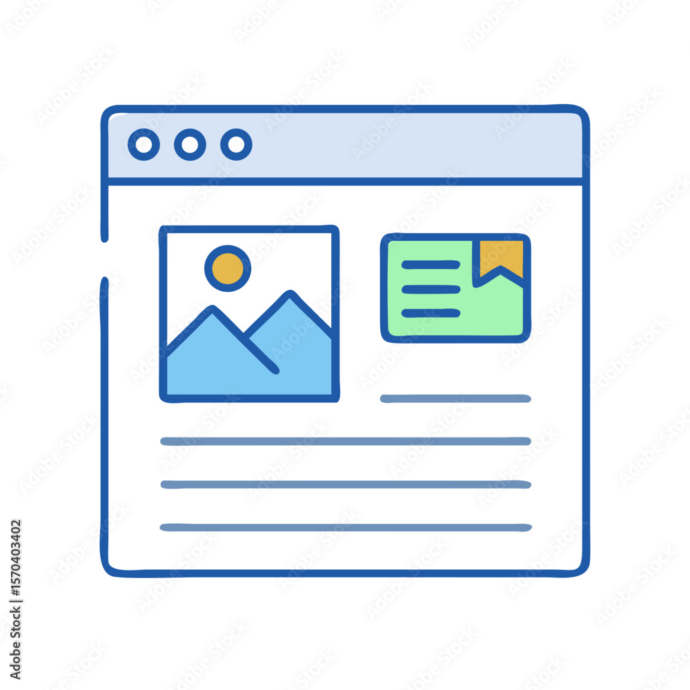 Fototapete Website interface design with image and text display