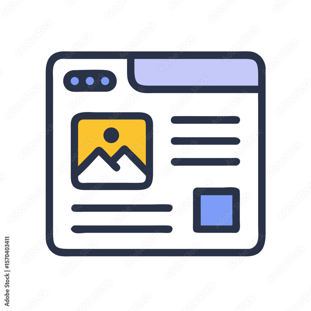 Poster website interface element depicting content layout and design