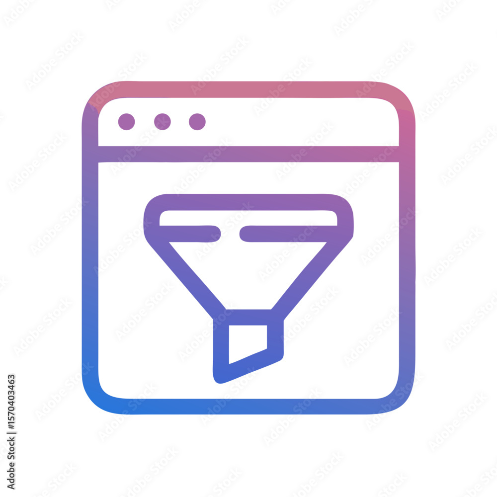 Poster gradient filter icon within rounded website window illustration
