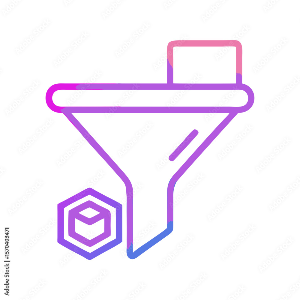 Poster funnel graphic with cube object for filtering data process