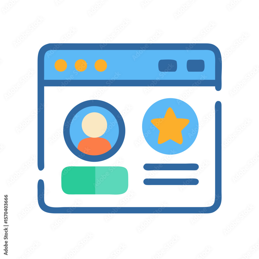Poster stylized web application interface with profile and ratings