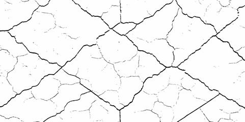 high contrast black and white image of a cracked white wall with cracks and damaged texture, creating an abstract and distressed background look