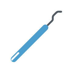 Blue dental tool against a contrasting White Background