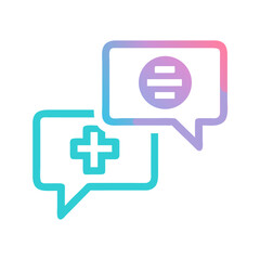 Obraz premium Gradient speech bubbles illustrate healthcare and legal services communications