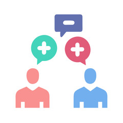 Conceptual illustration of collaborative dialogue, ideas, and conflict resolution