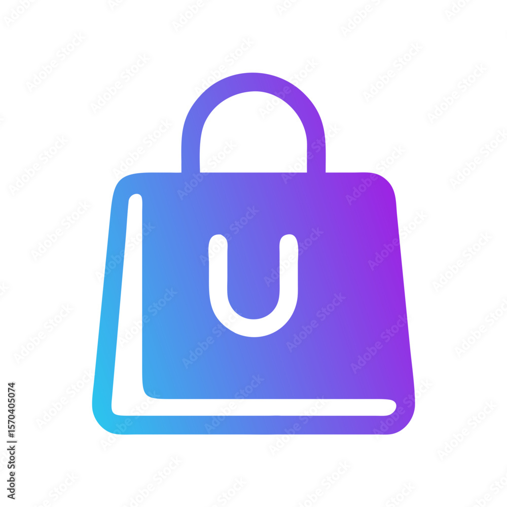 Poster gradient shopping bag icon over white background design element