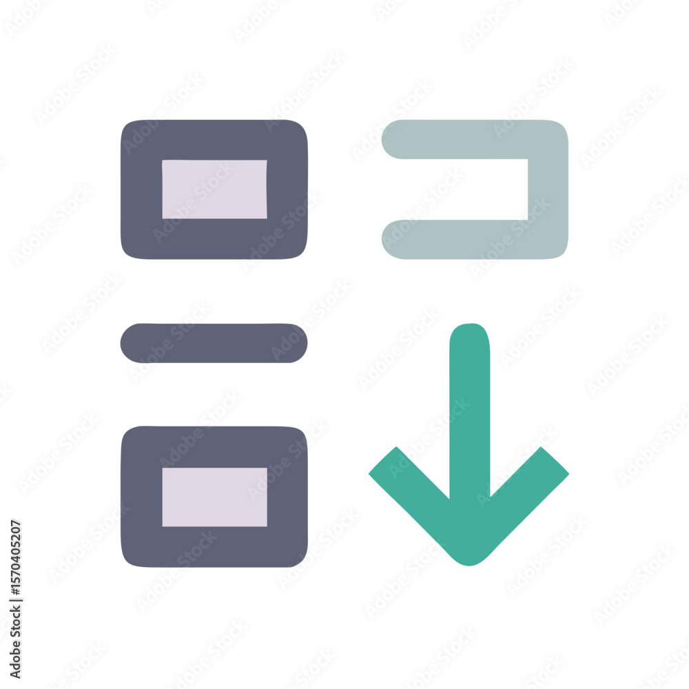 Aufkleber data sort descending flat icon with geometric shapes