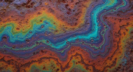 Macro Rust Texture on Corroded Steel with Cosmic Colours