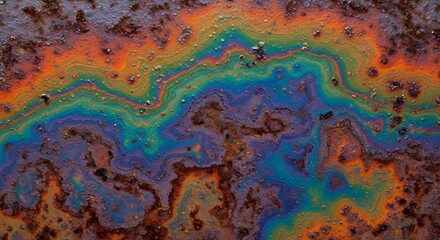 Macro Rust Texture on Corroded Steel with Cosmic Colours