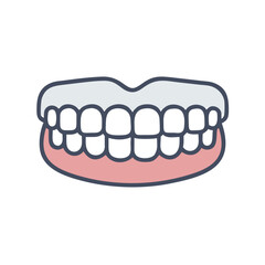 Full set of cartoon dentures on a White Background