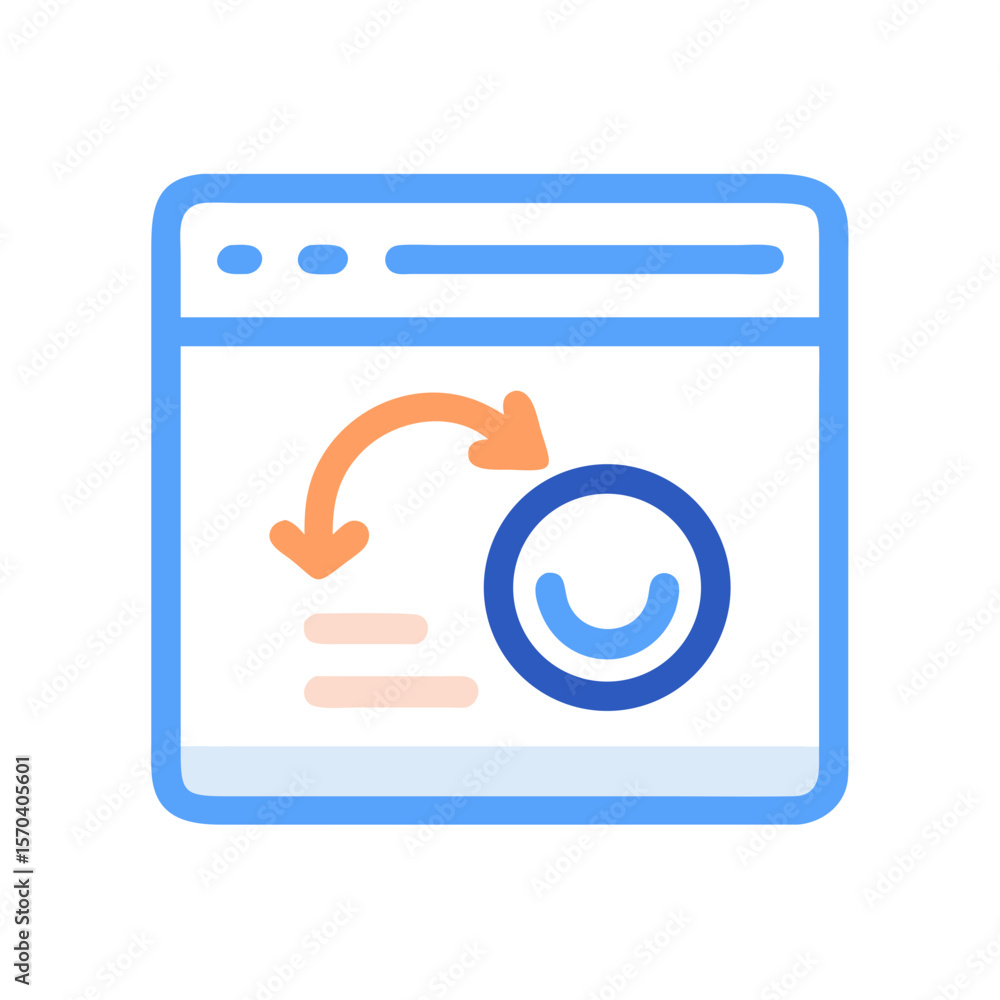 Poster website synchronization process depicted as flat line icon