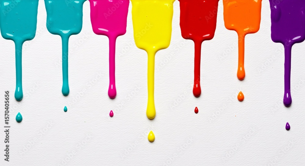 Poster colorful array of dripping paint in vivid hues creating an abstract design element