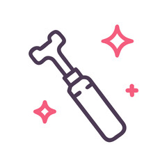 Minimalist graphic of tool with sparkles on White Background